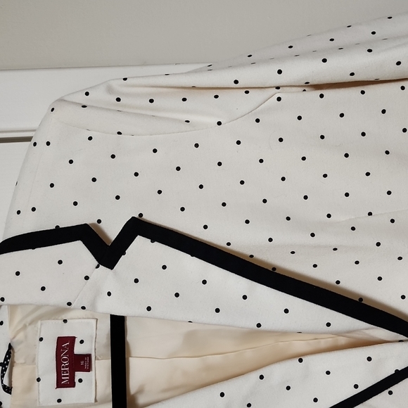 Merona Black & Cream Polka Dot Suit Jacket Blazer Women's 16 EUC - Picture 4 of 10